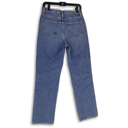 NWT Womens Blue Denim Medium Wash Distressed Straight Leg Jeans Size 28 alternative image