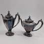 Reed & Barton Art Deco Coffee Pot Teapot Tea Set Creamer Sugar Silver Plate 3690 image number 2