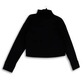 NWT Womens Black White Turtleneck Long Sleeve Pullover Sweatshirt Size M alternative image