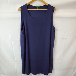 Eileen Fisher Woman Round Neck Sleeveless Navy Dress in Size 2x