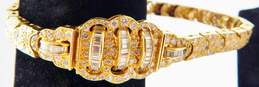 Exquisite 18K Yellow Gold 4.16 CTTW Diamond Round & Baguette Bracelet 42.1g alternative image
