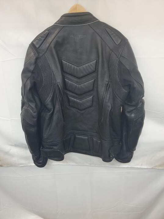 Mn Wilsons Leather Jacket Zip Up Black / Orange Inner Sz L image number 3