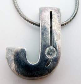 (G) Artisan 925 & 950 Cubic Zirconia J Pendant Necklace & Hinged Bangle Bracelet alternative image
