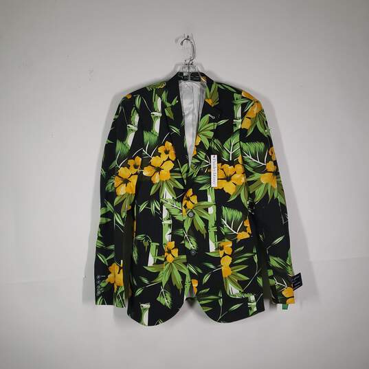 NWT Mens Floral Long Sleeve Collared Single Breasted Blazer Size 38R image number 1