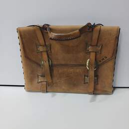 Vintage VMS Handmade Tan Leather Briefcase