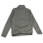 Womens Gray Radiator Fleece Mock Neck Long Sleeve Henley Sweater Size L image number 2