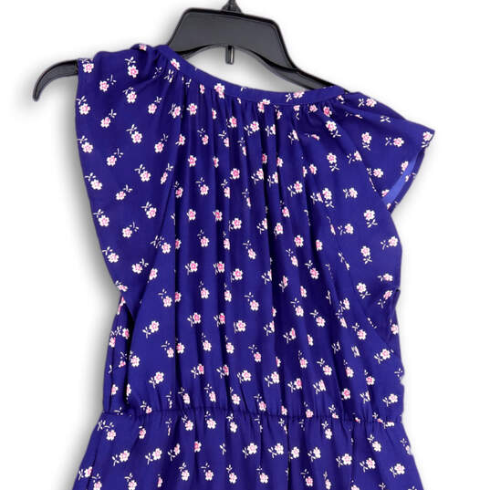 Womens Blue Pink Floral Flutter Sleeve V-Neck Fit & Flare Dress Size Small image number 4