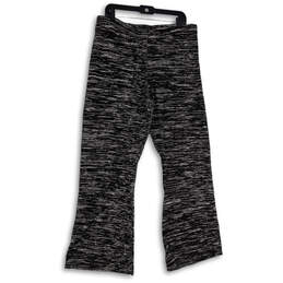 Womens Black Gray Space Dye Elastic Waist Wide Leg Ankle Pants Size XL