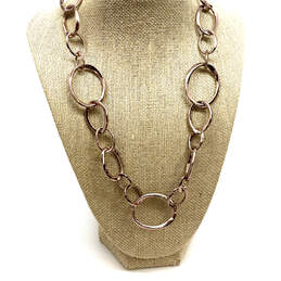 Designer Fossil Rose Gold-Tone Lobster Clasp Hammered Link Chain Necklace