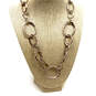 Designer Fossil Rose Gold-Tone Lobster Clasp Hammered Link Chain Necklace image number 1