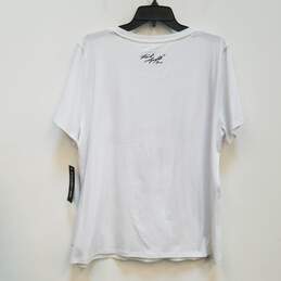 NWT Womens White Cotton Blend Short Sleeve Pullover Graphic T-Shirt Sz XL alternative image