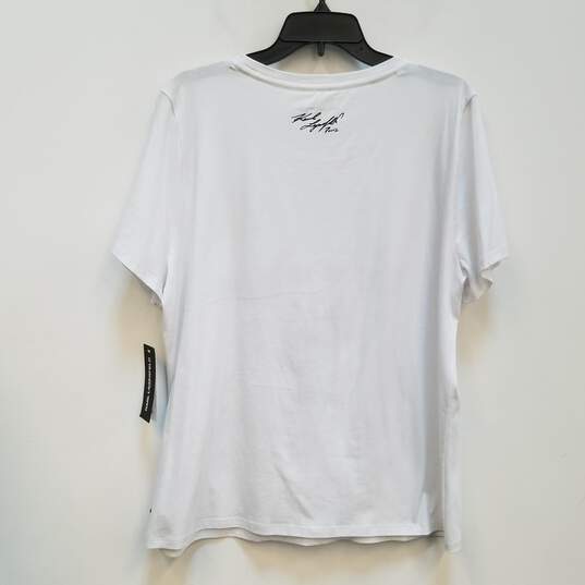 NWT Womens White Cotton Blend Short Sleeve Pullover Graphic T-Shirt Sz XL image number 2