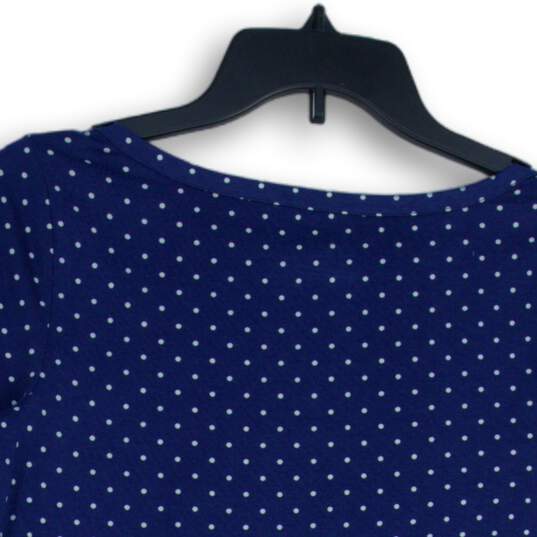 NWT Talbots Womens Blue White Polka Dot Short Sleeve Boat Neck Blouse Top Sz PS image number 4