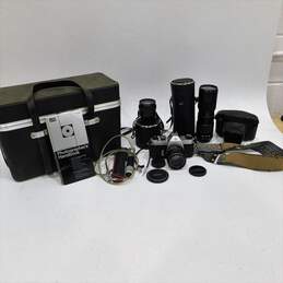 Asahi Pentax Spotmatic SP II SLR 35mm Film Camera W/ Lenses Accessories & Case