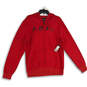 NWT Mens Red Black Drawstring Long Sleeve Full-Zip Hoodie Size Medium image number 1