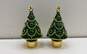 Neiman Marcus Enamel Set of 2 Holiday Salt and Pepper Christmas Tree Shakers image number 1