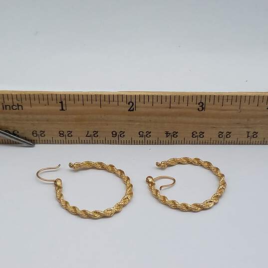 RL 14k Gold 1" Twist Rope Hoop Earring 5.3g image number 5