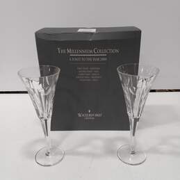 Waterford Crystal "A Toast to the New Year 2000" Champagne Glasses 2pc Set