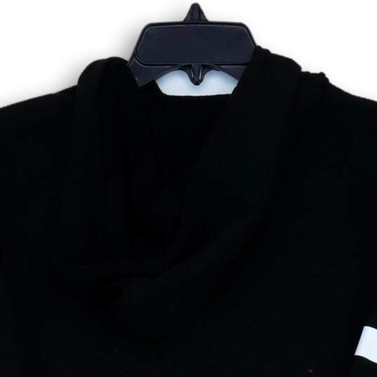 Women's Black White 1/4 Zip Long Sleeve Drawstring Pullover Hoodie Size XS image number 4