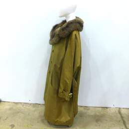 Vintage QMB 2 The Look Fur Lined & Trim Unisex Belted Trench Coat alternative image