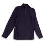 Mens Blue 1/4 Zip Mock Neck Long Sleeve Tight-Knit Pullover Sweater Size S image number 1