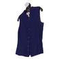 Womens Blue Sleeveless V Neck Button Front Blazer Vest Size 8 image number 3