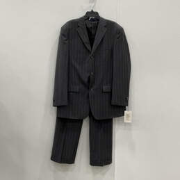 NWT Mens Black Three Button Blazer And Pants Two Piece Suit Set Size 42/36R