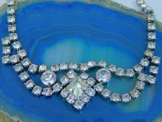 Vintage Robert & Fashion Pink & Clear Icy Rhinestone Clip-On Earrings Necklace & Bracelet 71.7g image number 3