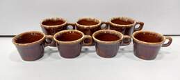 Vintage Bundle of 7 Hull Drip Glaze Brown Ceramic Coffee Mugs