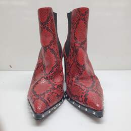 Charles David Shoes Red Dodger Point Toe Bootie in Snake Print Women's Size 9 alternative image
