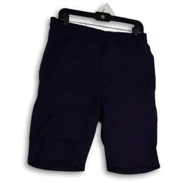 NWT Mens Blue Flat Front Elastic Waist Pull-On Bermuda Shorts Size Large
