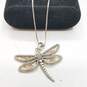 Sterling Silver Open Work Dragonfly 16.5" Pendant Necklace 13.8g image number 3