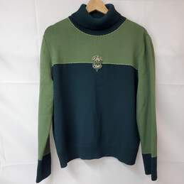 St. John Sport By Marie Gray Wool Blend Blue/Green Pullover Sweater Women's LG
