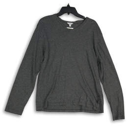 Womens Gray Pima Cotton V-Neck Long Sleeve Pullover T-Shirt Size M