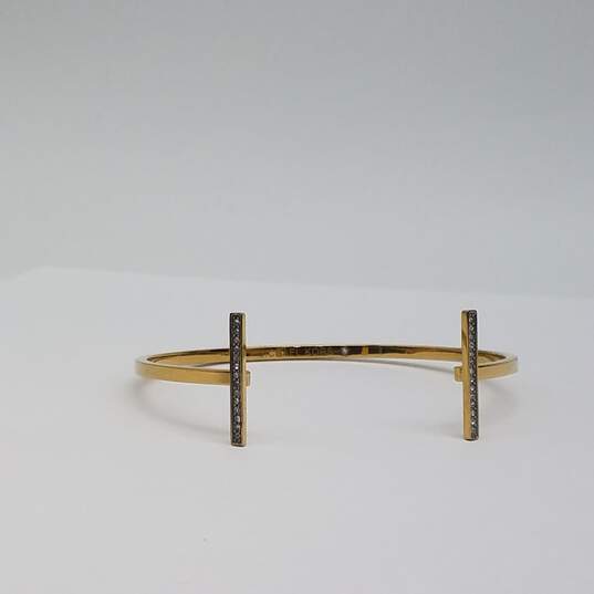Michael Kors Gold Tone Crystal 5 1/2 Inch Cuff Bracelet 6.5g image number 4