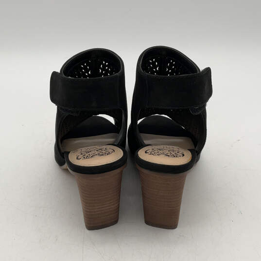 NIB Womens Black Brown Leather Open Toe Slingback Heels Size 7W image number 2