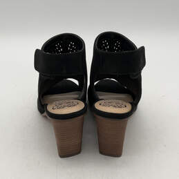 NIB Womens Black Brown Leather Open Toe Slingback Heels Size 7W alternative image