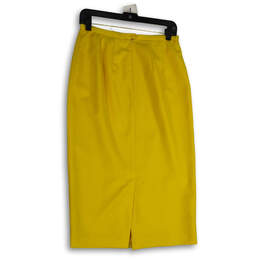 Womens Yellow Pleated Back Zip Knee Length Straight & Pencil Skirt Size 8 alternative image