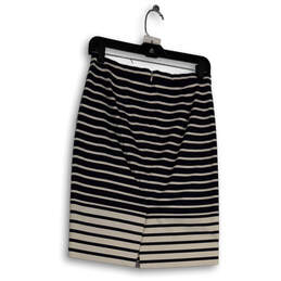 Womens Blue White Striped Flat Front Back Zip Straight & Pencil Skirt Sz 0 alternative image