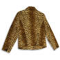 Womens Beige Brown Animal Print Long Sleeve Button Front Jacket Size 14 image number 2