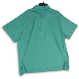 Mens Green Spread Collar Short Sleeve Side Slit Polo Shirt Size XXXL alternative image