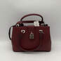 NWT Womens Red Leather Inner Pocket Detachable Strap Snap Satchel Bag image number 5
