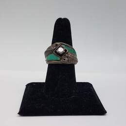 Carolyn Pollack Sterling Silver Southwest Turquoise Cubic Zirconia Sz  8 1/4 Ring 10.7g alternative image