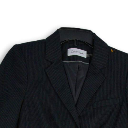Calvin Klein Womens Black Striped Long Sleeve Notch Lapel Two-Button Blazer 10P image number 3