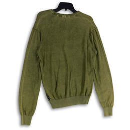 Womens Green Tight-Knit Long Sleeve V-Neck Pullover Sweater Size Large alternative image