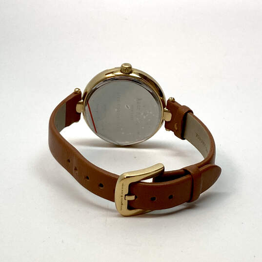 Designer Kate Spade KSW1156 Gold-Tone Brown Leather Belt Analog Wristwatch image number 4