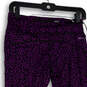 Womens Purple Black Abstract Stretch Dri-Fit Cropped Leggings Size Medium image number 4