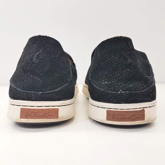 OluKai Pehuea Leather Slip On Sneakers Black 9 image number 4