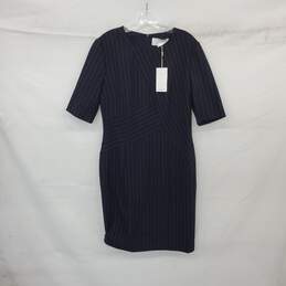 BOSS Hugo Boss Black Pin Stripe Patterned Lined Midi Dress WM Size 10 NWT