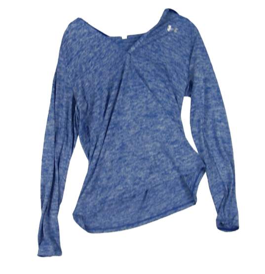 Under Armour Women's Blue Heather Long Sleeve Hooded Activewear T Shirt Size Medium image number 1